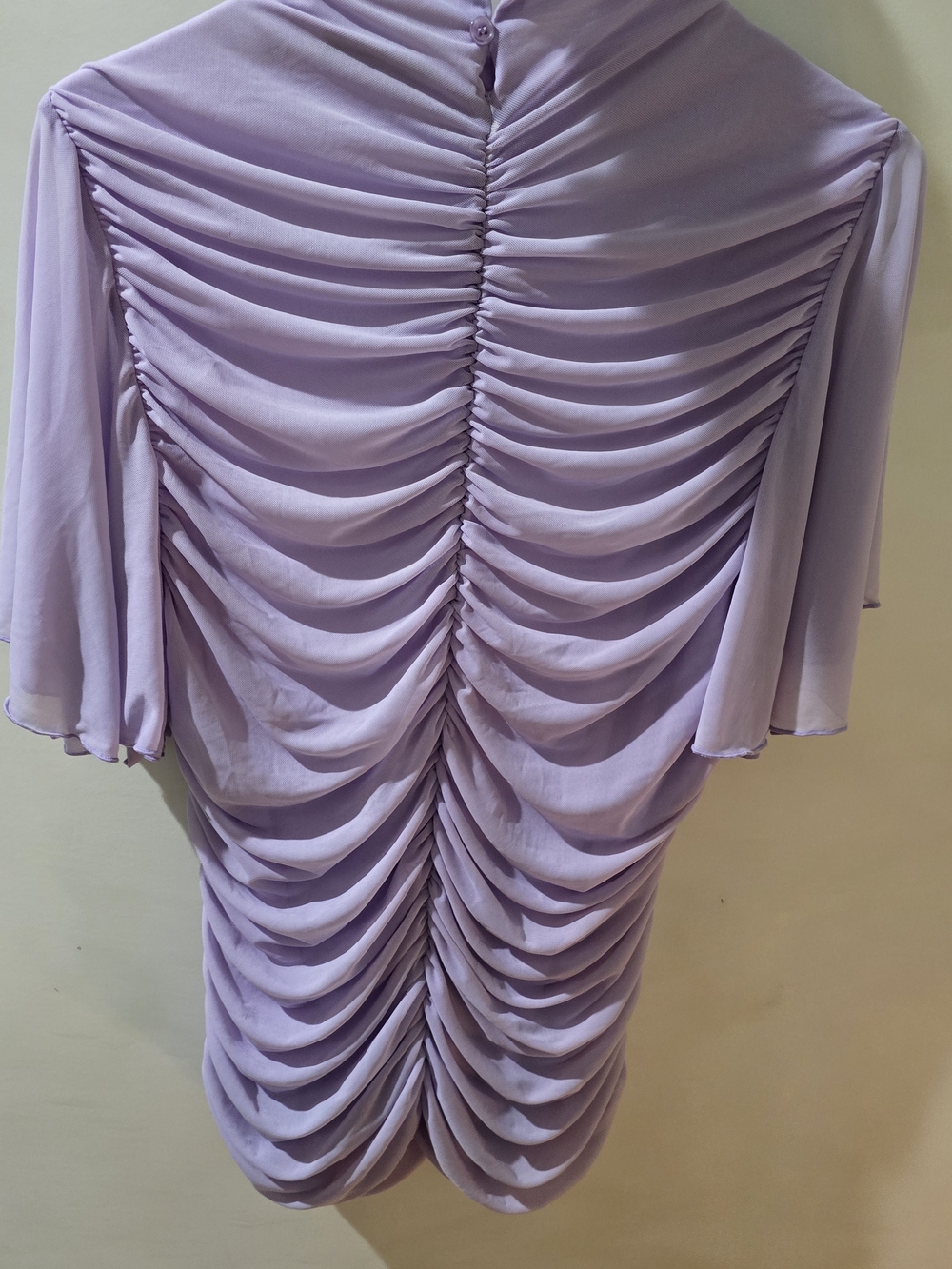 XL VENUS Purple Lavender Ruched Blouse Shirt with Flutter Sleeves Unique - Picture 5 of 6